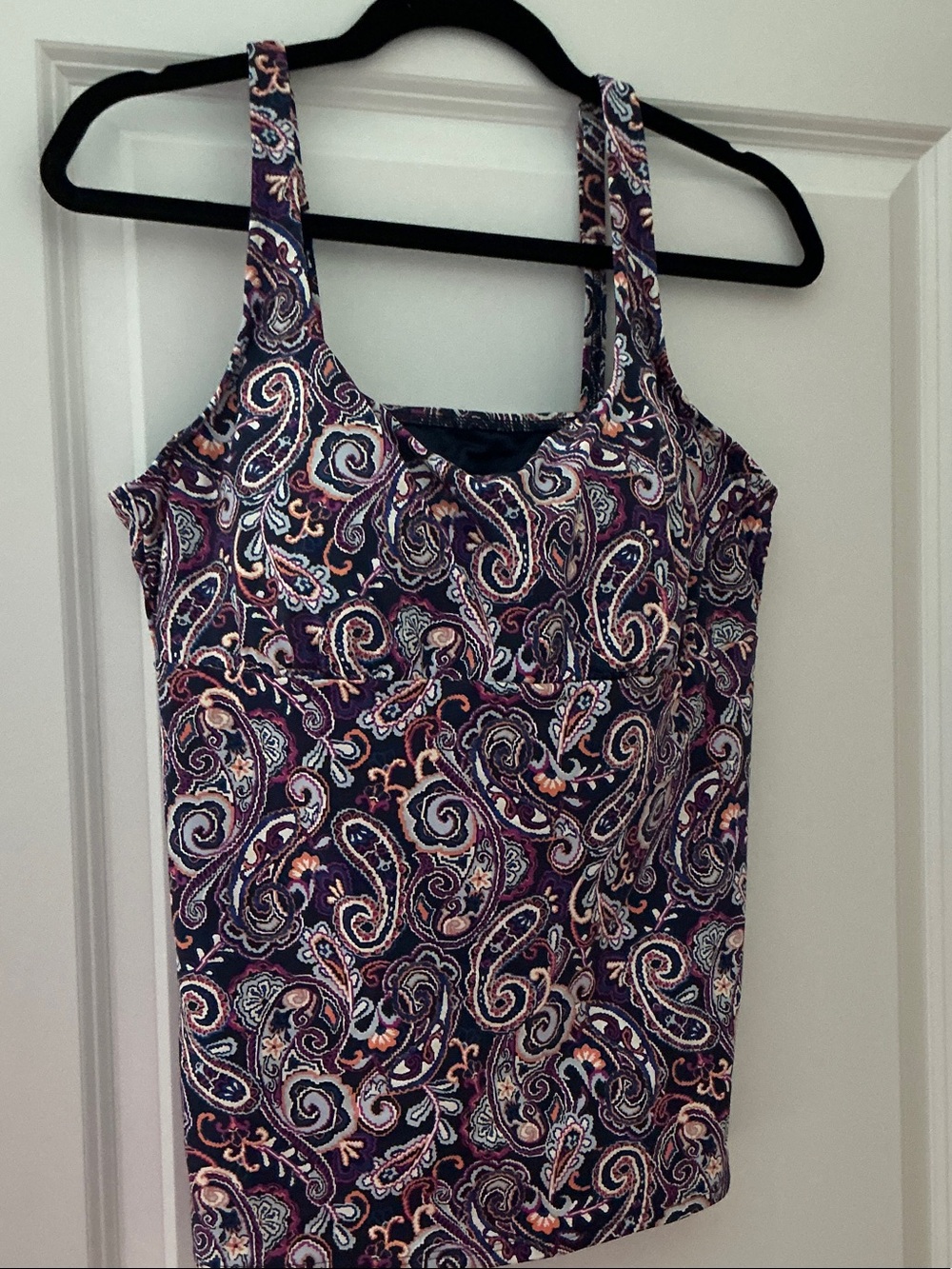 Lands' End Women's Paisley Tankini Top - Navy, Purple, Pink and white colors